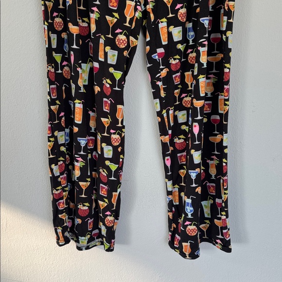 Amanda Blu black colorful cocktail print wide leg stretch pajama pants size XL - Picture 4 of 11